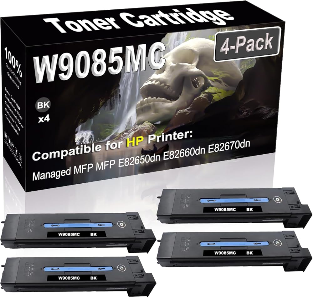 SINIYA 4-Pack (Black) Compatible Managed MFP MFP E82650dn E82660dn E82670dn Laser Printer Cartridge (High Capacity) Replacement for W9085MC Printer Cartridge