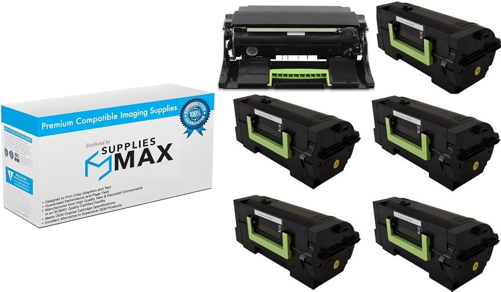 SuppliesMAX Compatible Replacement for Lexmark MS-725/MS-823/MS-825/MX-722/MX-725/MX-822/MX-826 Series Drum/Ultra High Yield Toner Value Combo Pack (1-Drum Unit/5-Toners) (58D0ZA0_1PK/58D1U0N_5PKVB)