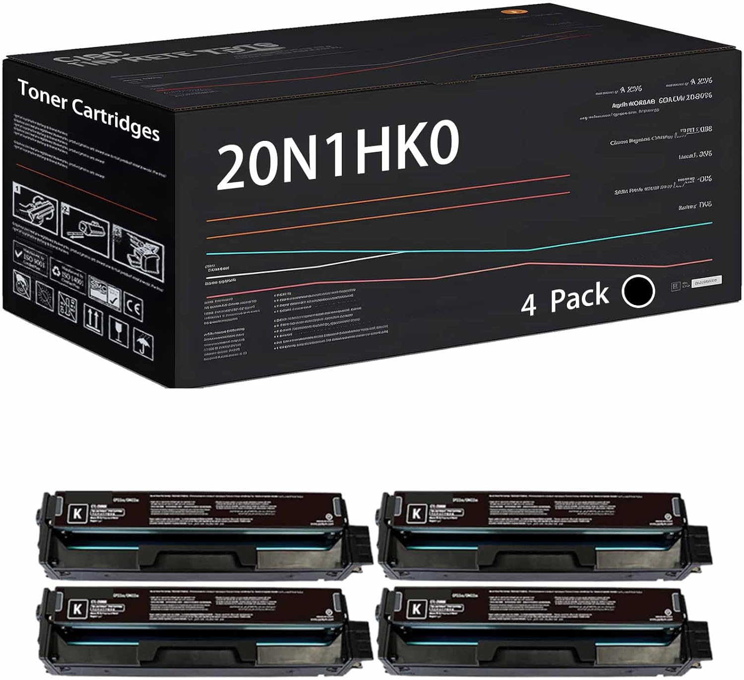 20N1HK0 20N1HC0 20N1HM0 20N1HY0 Toner Cartridges Compatible with Lexmark CS331dw CS431dw CX331adwe CX431adw Printers, High Yield 5500 Pages (4 Pack Black)