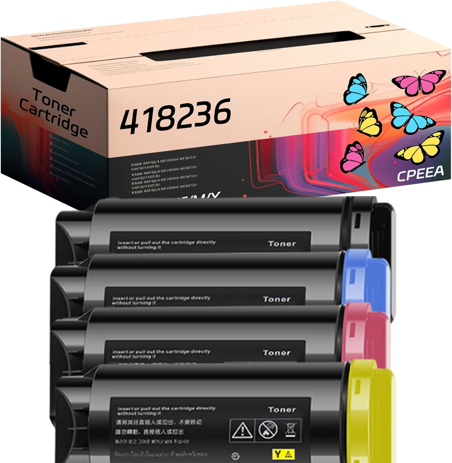Compatible for Ricoh 418236 418237 418238 418239 Toner Cartridge Work for Ricoh IM C530FB Printers, with Chip, High Yield 30500 Pages, Clear Printing (4-Pack BK/C/M/Y)