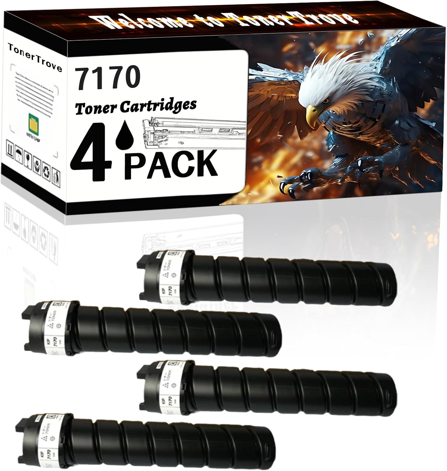 AGNNQ 7170 Toner Cartridges Compatible for KIP 7170 Printers, Office Printing is Easy Clear Smooth (4 Pack Black)
