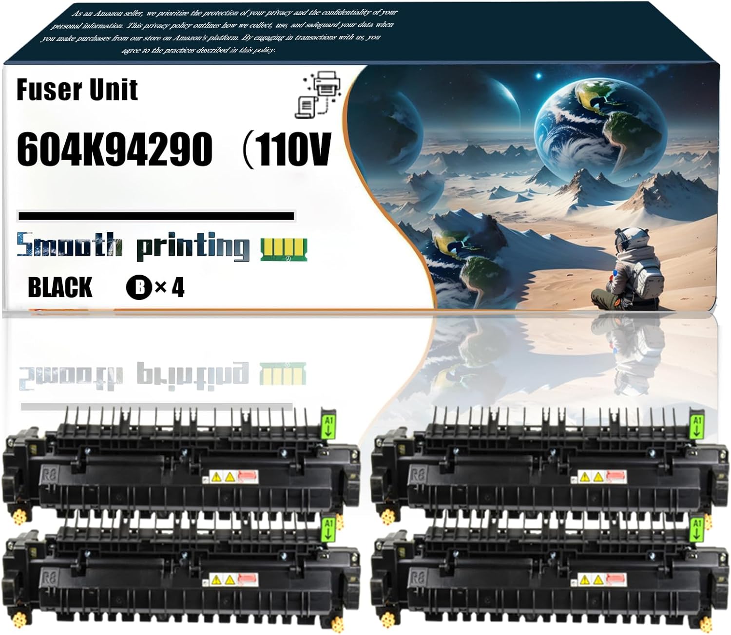 Replacement Parts Fuser Unit 604K94290（110V） Compatible with Xerox WorkCentre 7525 7530 7535 7830 7835 Printers, Contains Chip and Clear Printing (4 Pack Black)