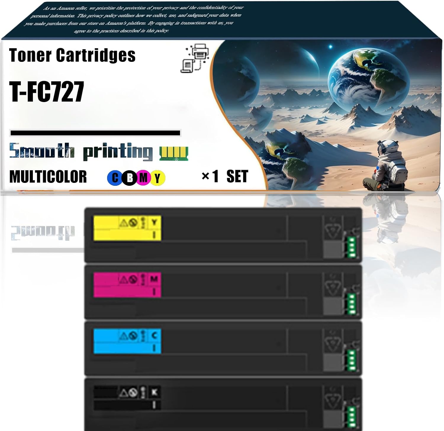 LSSF Replacement Parts Toner Cartridges T-FC727 Compatible with Toshiba E Studio 6527AC 7527AC Printers, Contains Chip and Clear Printing (4-Pack BK/C/M/Y)