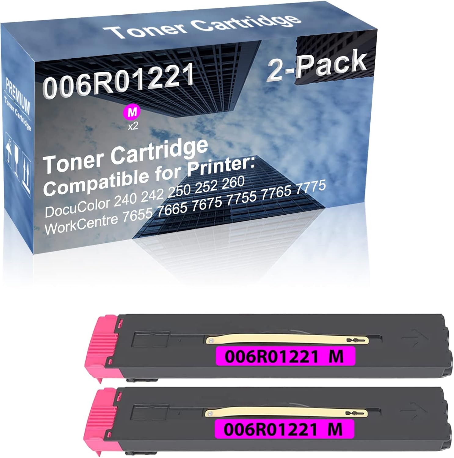 2-Pack (Magenta) Compatible High Capacity 006R01221 Toner Cartridge use for DocuColor 240 242 250 252 260 Printer