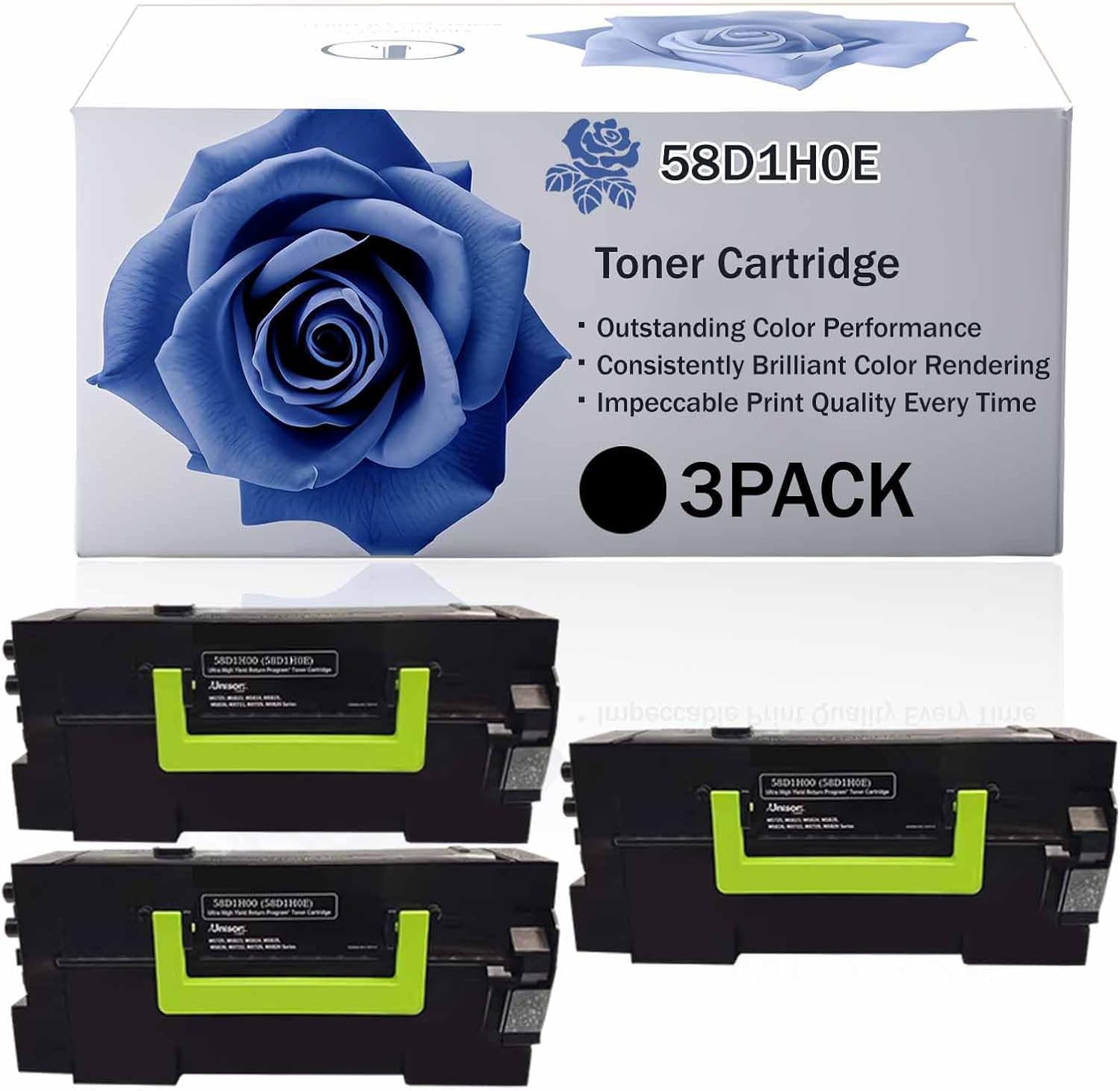 58D1H0E 58D1H00 High Yield Toner Cartridge Compatible for Lexmark MS725dvn MS821dn MS821n MS822de MS823dn MS823n MS825dn Printer, Premium Print Performance for Your Office Needs (BK-3PACK)