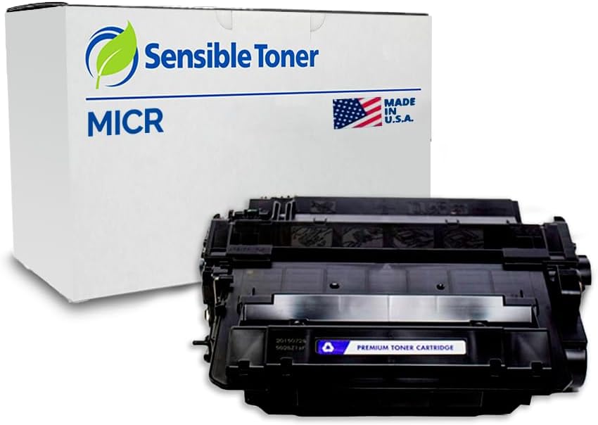Sensible Toner Replacement 55X MICR High Yield Toner Cartridge for HP 55X CE255X MICR Works in HP P3010 P3015 M521dn M521dw M525 M525f Laser Printers, Magnetic Ink, 12,500 Pages, Built in The USA