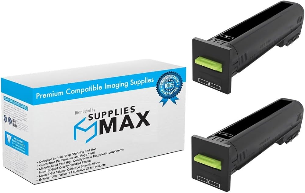 SuppliesMAX Compatible Replacement for Lexmark CS-820/CX-820/CX-825/CX-860 Series Black High Yield Toner Cartridge (2/PK-33000 Page Yield) (72K2XK0_2PK)