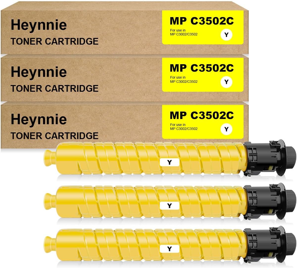 Heynnie Remanufactured MP C3502C Replacement for Ricoh Aficio MP C3002/C3502 Lanier MP C3002/C3502 Savin MP C3002/C3502 Gestetner DSC1230 (Yellow,3Pack)