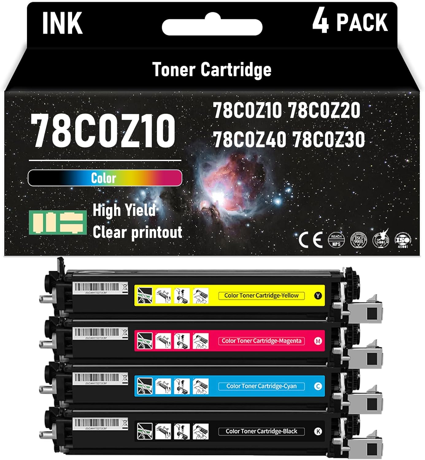 BINGDONGGUAN 78C0Z10 78C0Z20 78C0Z40 78C0Z30 Compatible Development Imaging Kit Replacement for Lexmark CS321 CS421 CS521 CS621 CS622 Printers, High Yield Black 12500 Pages Color 12500 Pages