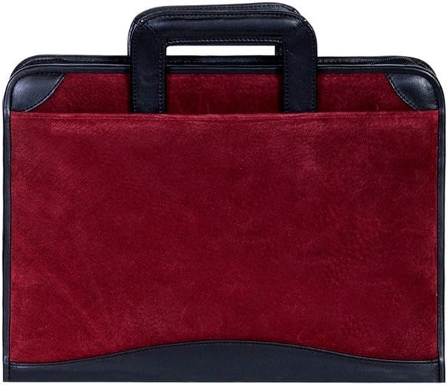 Suede Zip Binder With Drop Handles Color: Burgundy