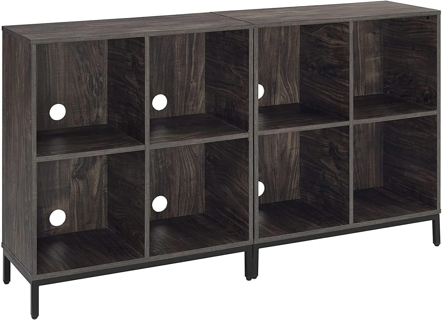 HomeStock Southwestern Sanctuary 2 Piece Record Storage Cube Bookcase Set Brown Ash/Matte Black - 2 Bookcases - 13.5