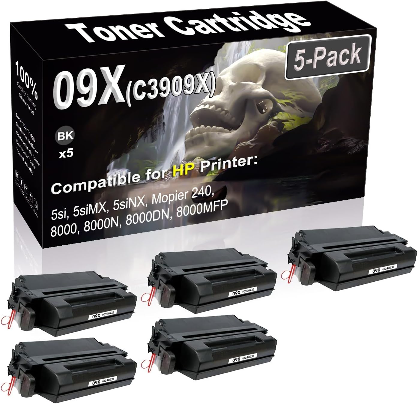 SINIYA 5-Pack (Black) Compatible 5si 5siMX 5siNX Mopier 240 8000 8000N 8000DN 8000MFP Laser Printer Cartridge (High Capacity) Replacement for 09X C3909X Printer Cartridge