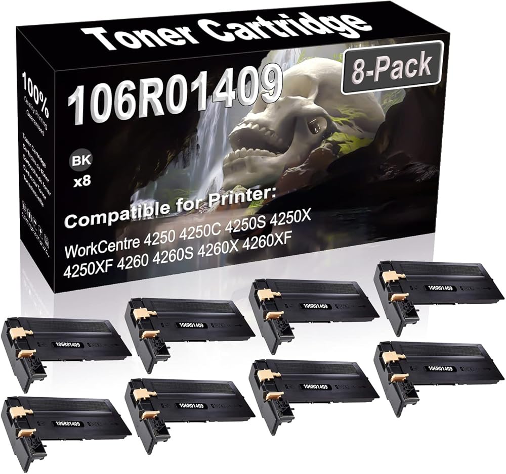 SINIYA 8-Pack Compatible High Capacity 106R01409 Imaging Toner Cartridge use for WorkCentre 4250 4250C 4250S 4250X 4250XF 4260 4260S 4260X 4260XF Printer (Black)