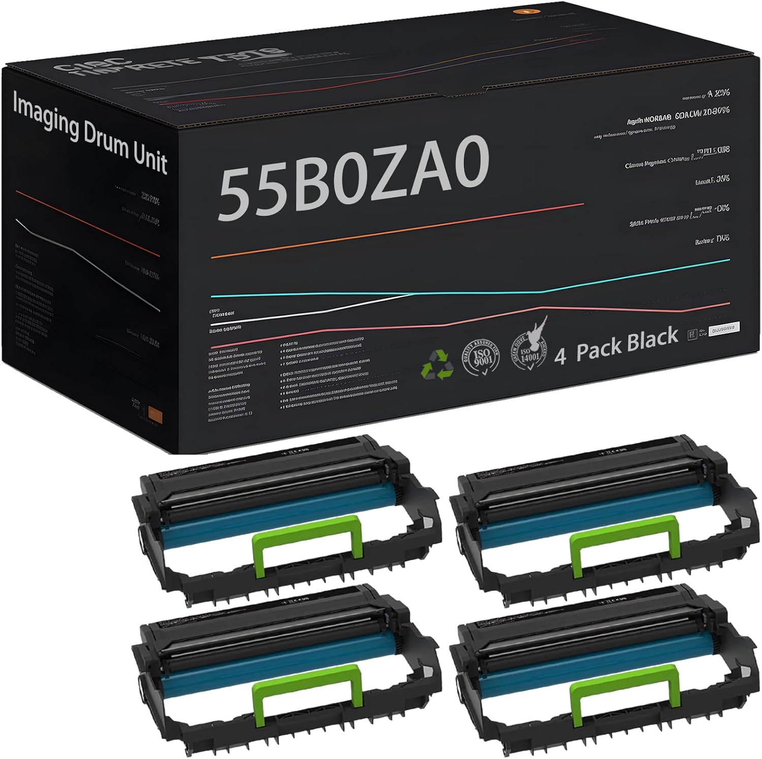 Black Imaging Drum Unit Compatible with Lexmark B3340dw B3442dw M1342 MB3442adw MB3442i MS331dn MS431dn MX331adn MX431adn XM1342, High Yield 41000 Pages, 55B0ZA0 Imaging Drum Unit (4 Pack Black)