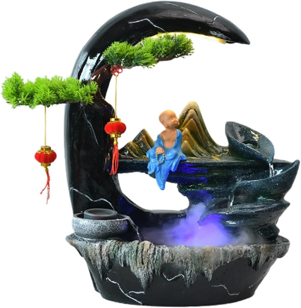 Tabletop Fountain Rocky Mountain Flowing Water Fountain Living Room High Mountain Circulating Water Humidifier Office Front Desk Desktop Decoration Water Fountain (Color : 02) (6)