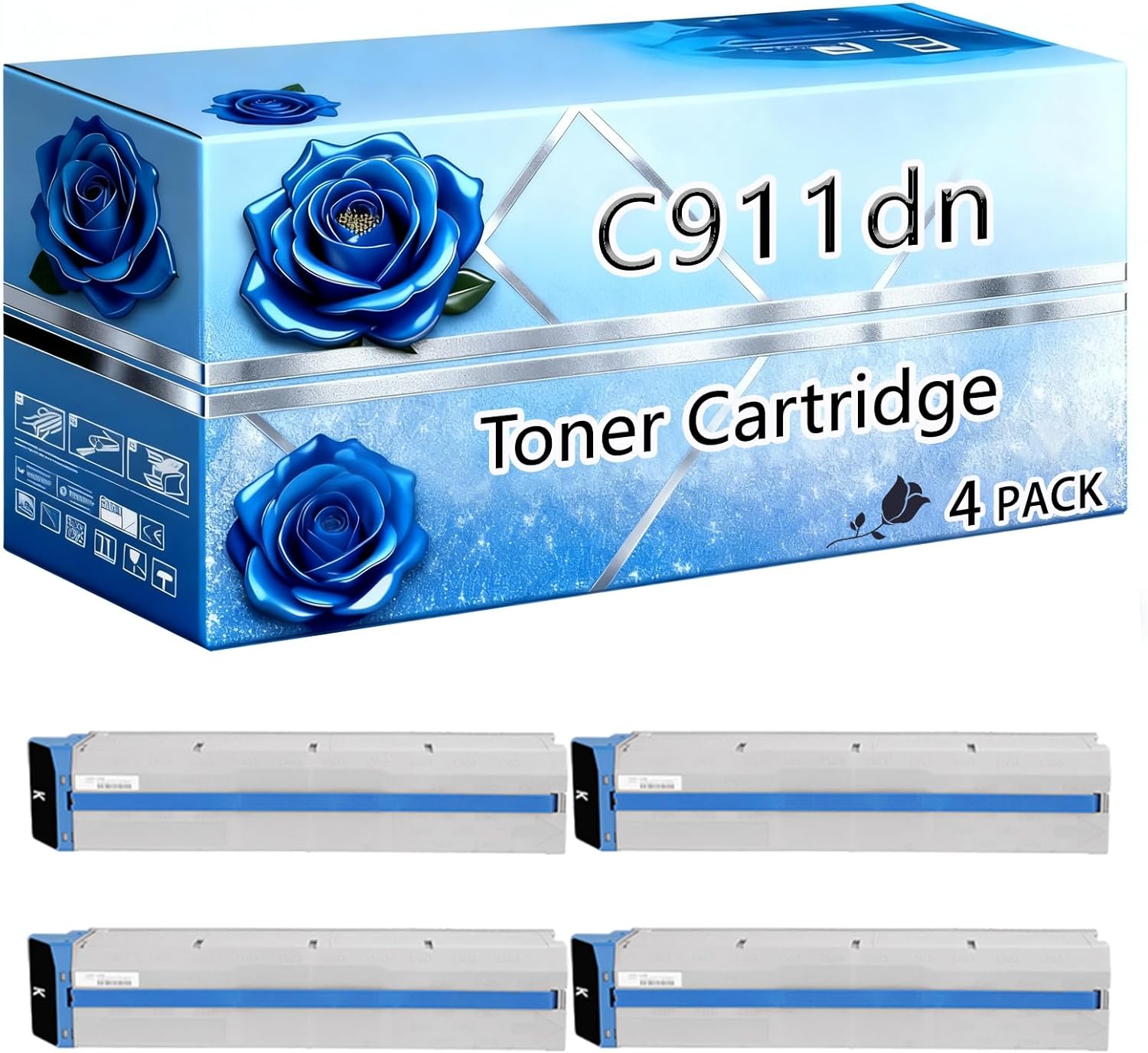 BIVOL Compatible Toner Cartridge Replacement for Okidata OKI C911dn High Yield 34000 Pages C911 C931 C941 C911dn C931dn C931e C941dn C941e Printers (4 Pack Black)