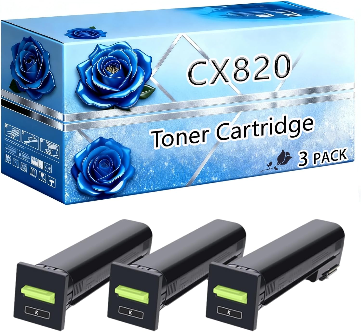Compatible Toner Cartridge Replacement for Lexmark CX820 High Yield 27000 Pages CX820de CX820dtfe CX825de CX825dte CX860 Printers (3 Pack Black)