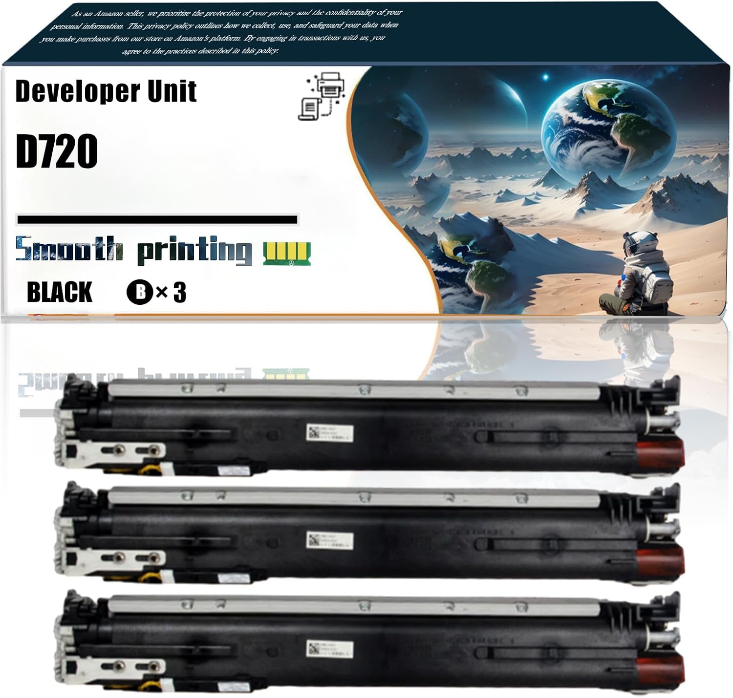 Replacement Parts Developer Unit D720 Compatible with Sindoh D420 D421 D422 D720 D721 D722 CM5101 Printers, Contains Chip and Clear Printing (3 Pack Black)