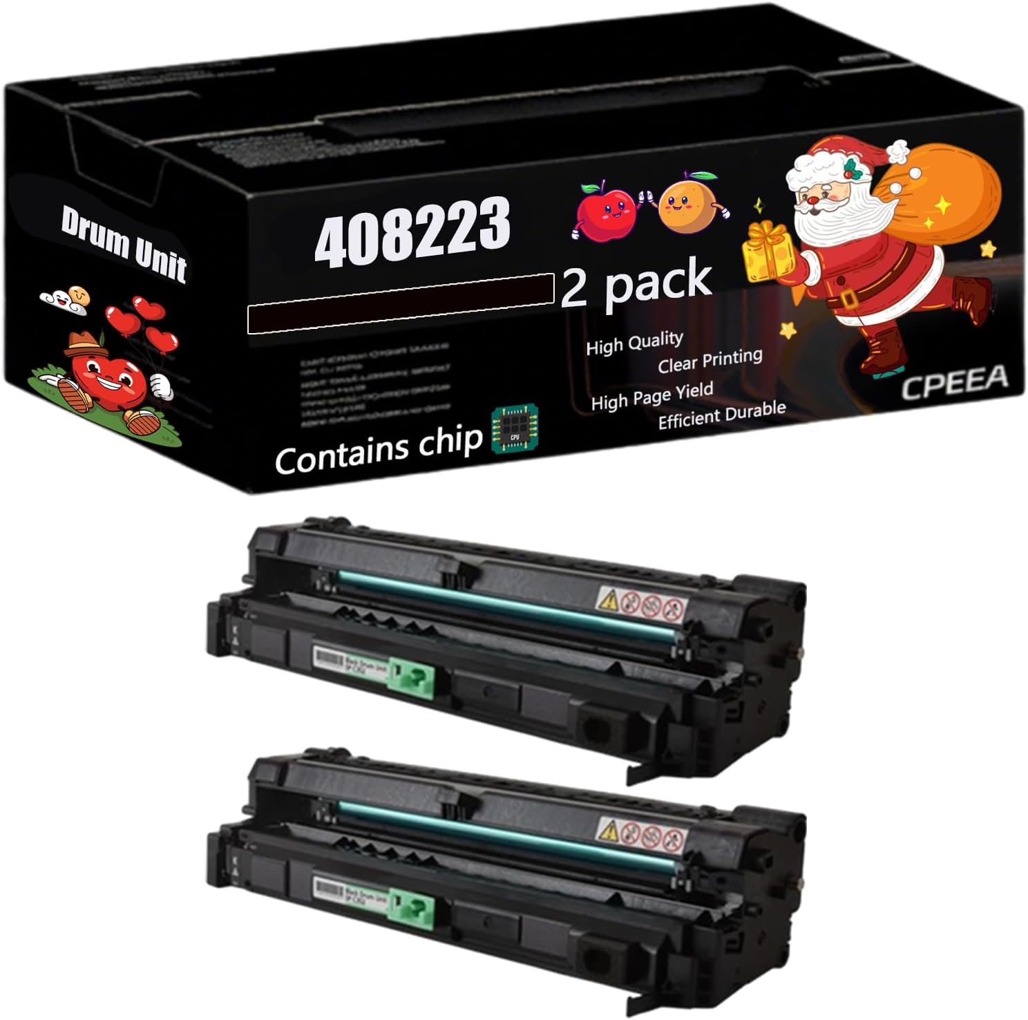 Compatible for Ricoh 408223 408224 Drum Unit Work for Ricoh P C360DNW C360SFNw C352DN Printers, with Chip, High Yield 20000 Pages, Clear Printing (2 Pack Black)