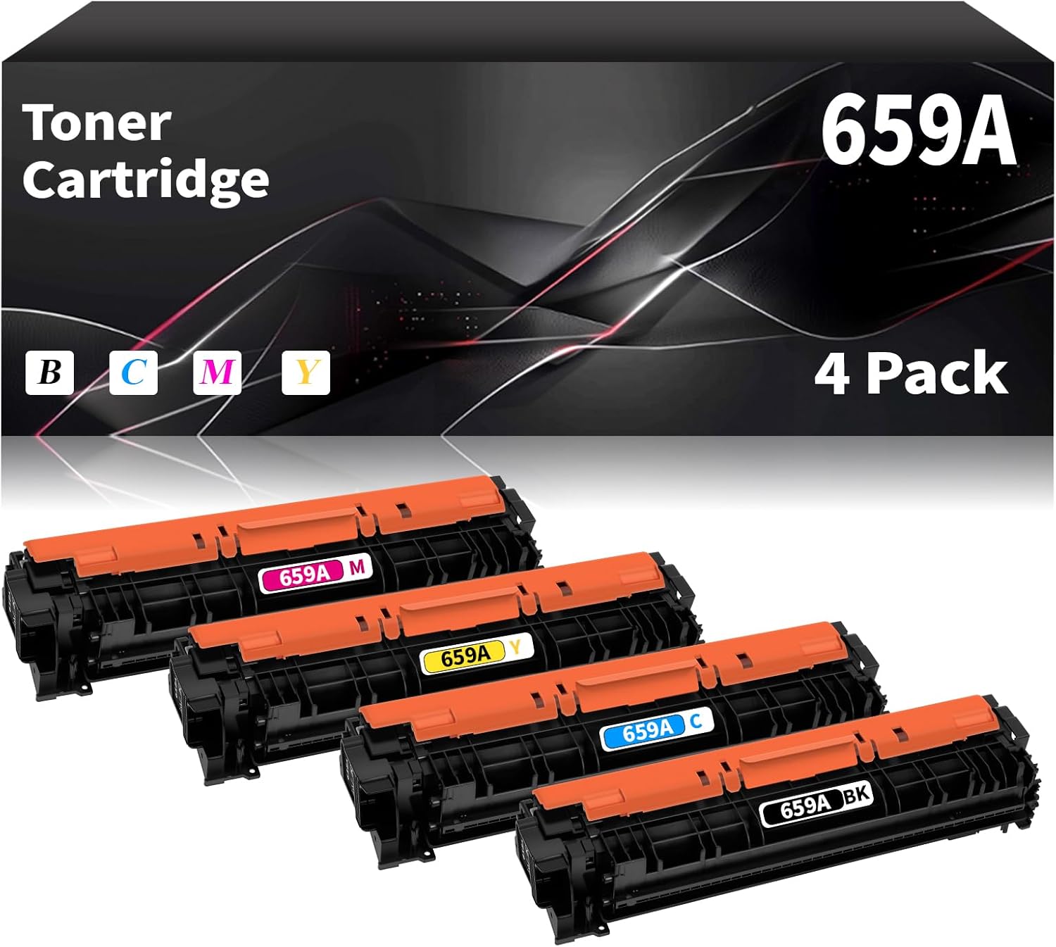 659A W2010A W2011A W2012A W2013A Toner Cartridge Compatible for HP 659A High Capacity Ink Cartridges Replacement for HP Enterprise Flow MFP M776 M856x M856dn M776z M776dn M776zs Printer 4P(BK/C/M/Y)