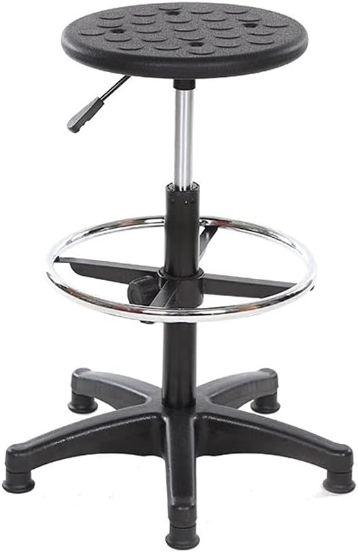 GFAZXDS Office Desk Chairs Laboratory Anti Static Liftable Office Chair Bar Round Table and Chair Electronics Factory Production Workshop Pulley Chair Home Office Task Chair,Black-High Foot