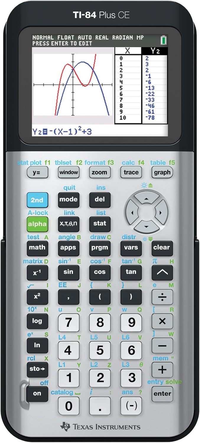 TI-84 Plus CE Color Graphing Calculator, Gray (Renewed)