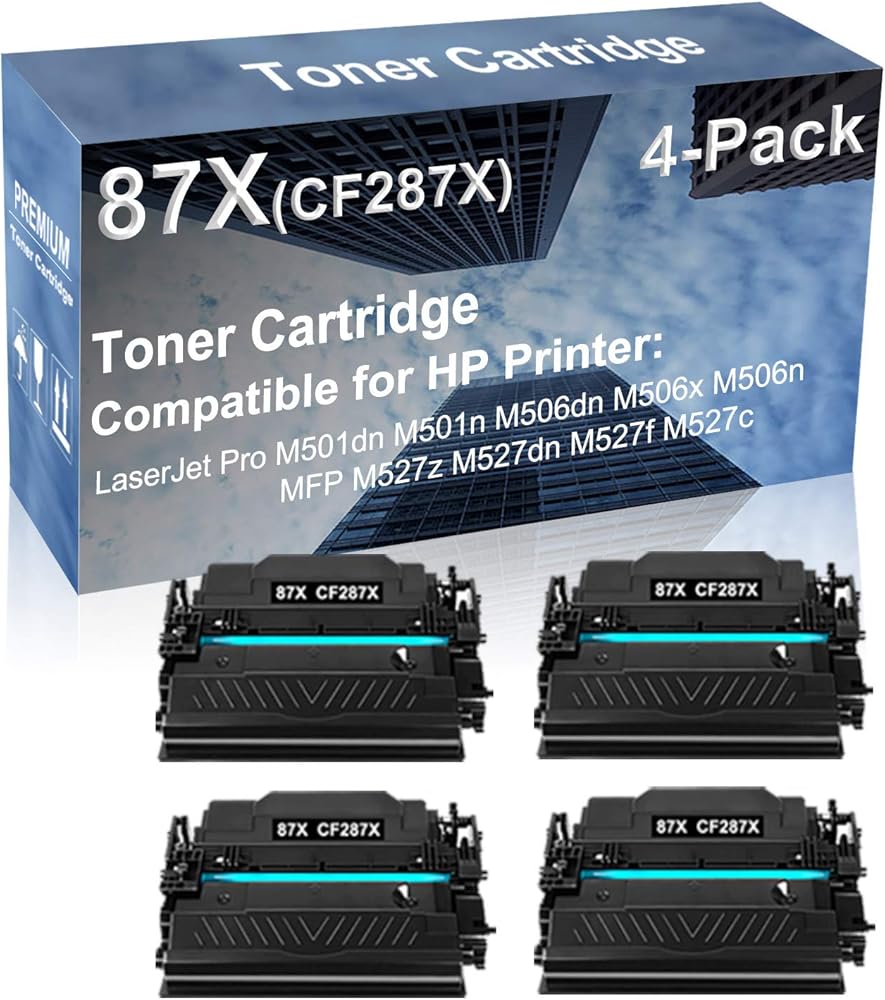 4-Pack Compatible High Capacity (CF287X) 87X Toner Cartridge use for M501dn M501n M506dn Printer (Black)
