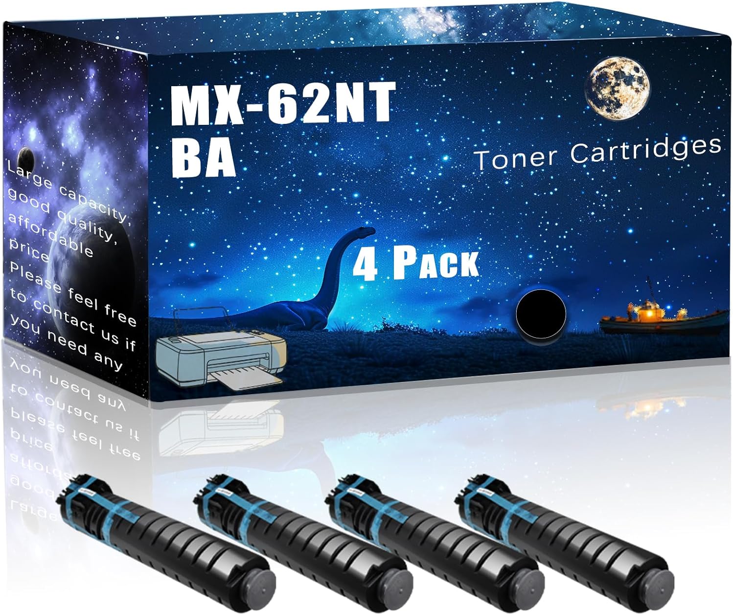 MUCQL MX-62NTBA Compatible Toner Cartridges Replacement for Sharp High Yield Compatible MX-7090N MX-7500N MX-7580N MX-8090N Printers, Meet Printing Needs (4 Pack Black)