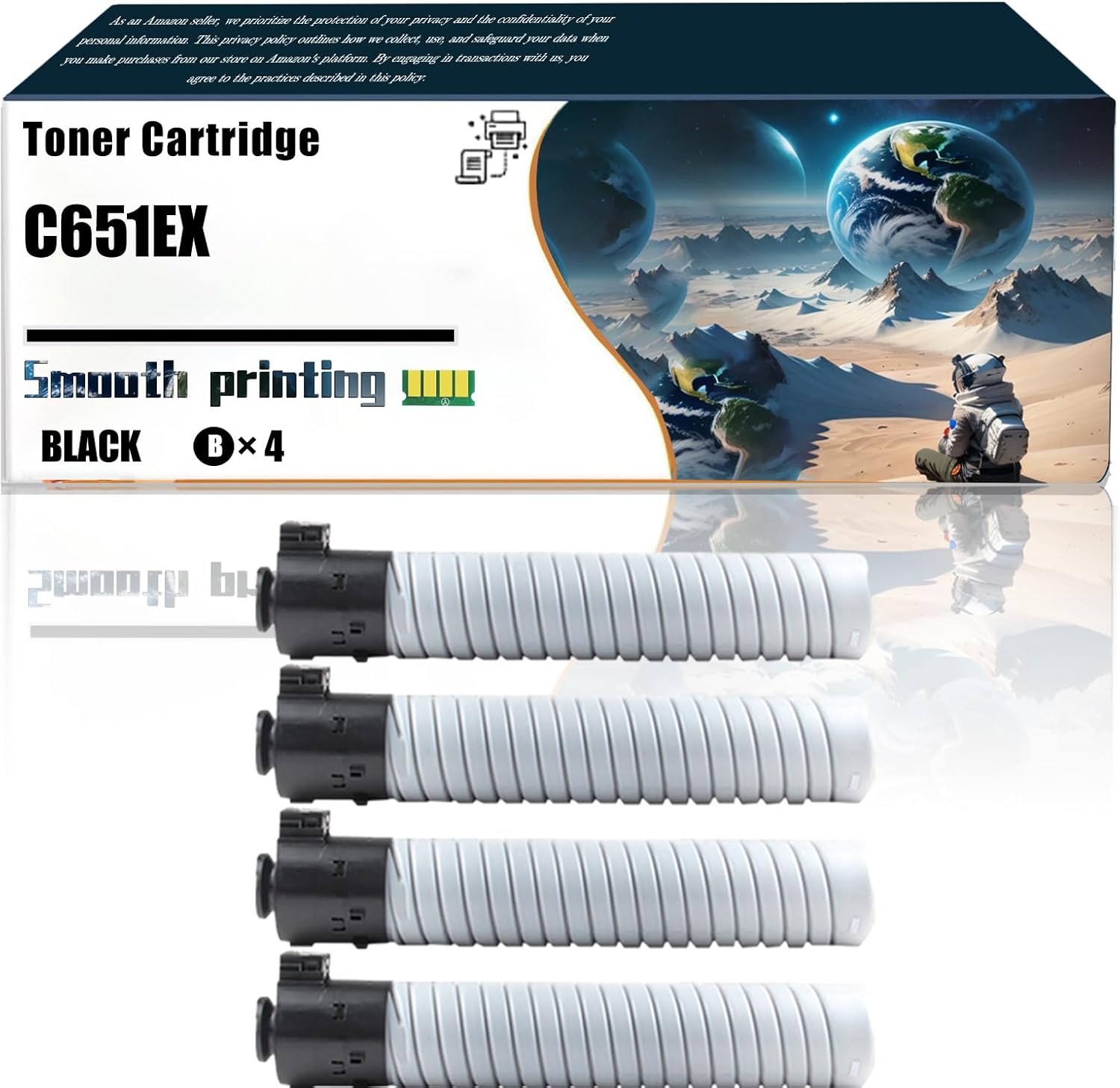 LSSF Replacement Parts Toner Cartridge C651EX Compatible with Ricoh Pro C651EX C751 C751EX Printers, Contains Chip and Clear Printing (4 Pack Black)