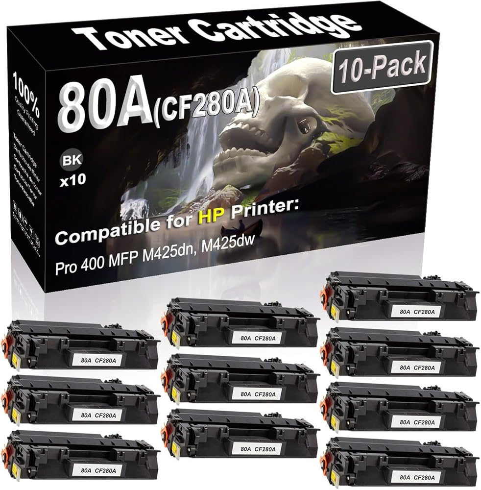 SINIYA 10-Pack (Black) Compatible High Yield 80A CF280A Laser Printer Toner Cartridge use for Pro 400 M401dn M401dne M401dw Printer