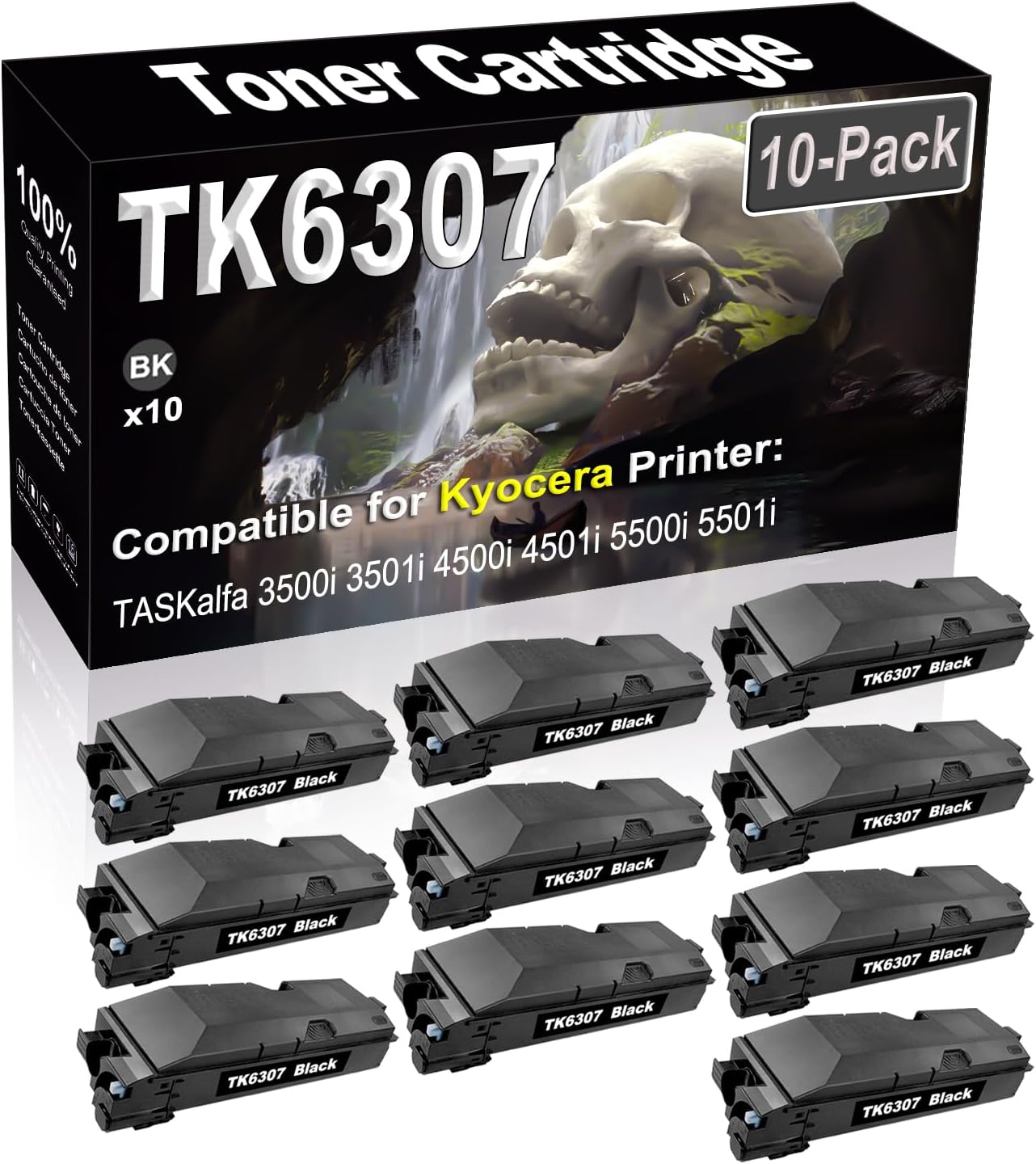 SINIYA 10-Pack (Black) Compatible TASKalfa 3500i 3501i 4500i 4501i 5500i 5501i Laser Printer Cartridge (High Capacity) Replacement for Kyocera TK6307 TK-6307 TK-6307K 1T02LH0US0 Printer Cartridge