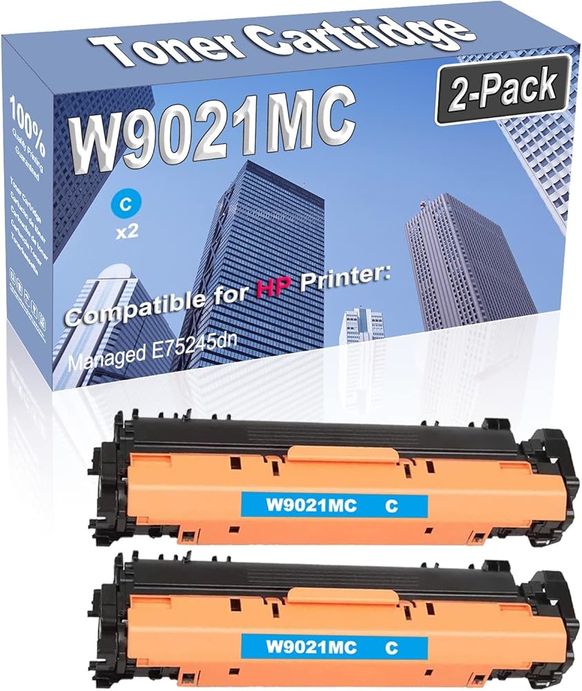 2-Pack (Cyan) Compatible High Capacity W9021MC Toner Cartridge Used for HP Managed E75245dn Printer