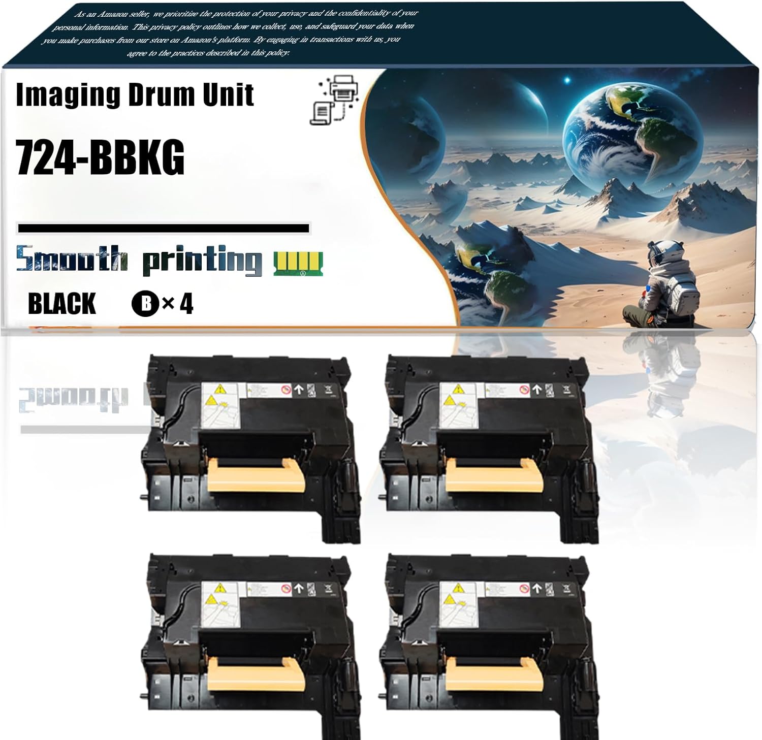 Replacement Parts Imaging Drum Unit 724-BBKG Compatible with Dell H815dw Cloud S2810dn S2815dn Printers, Contains Chip and Clear Printing (4 Pack Black)