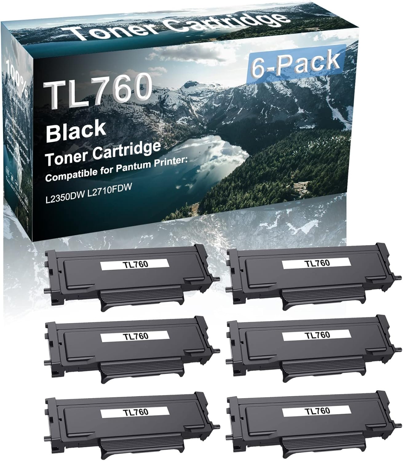 6-Pack Compatible High Capacity TL760 Printer Cartridge use for Pantum L2350DW L2710FDW Printer (Black)