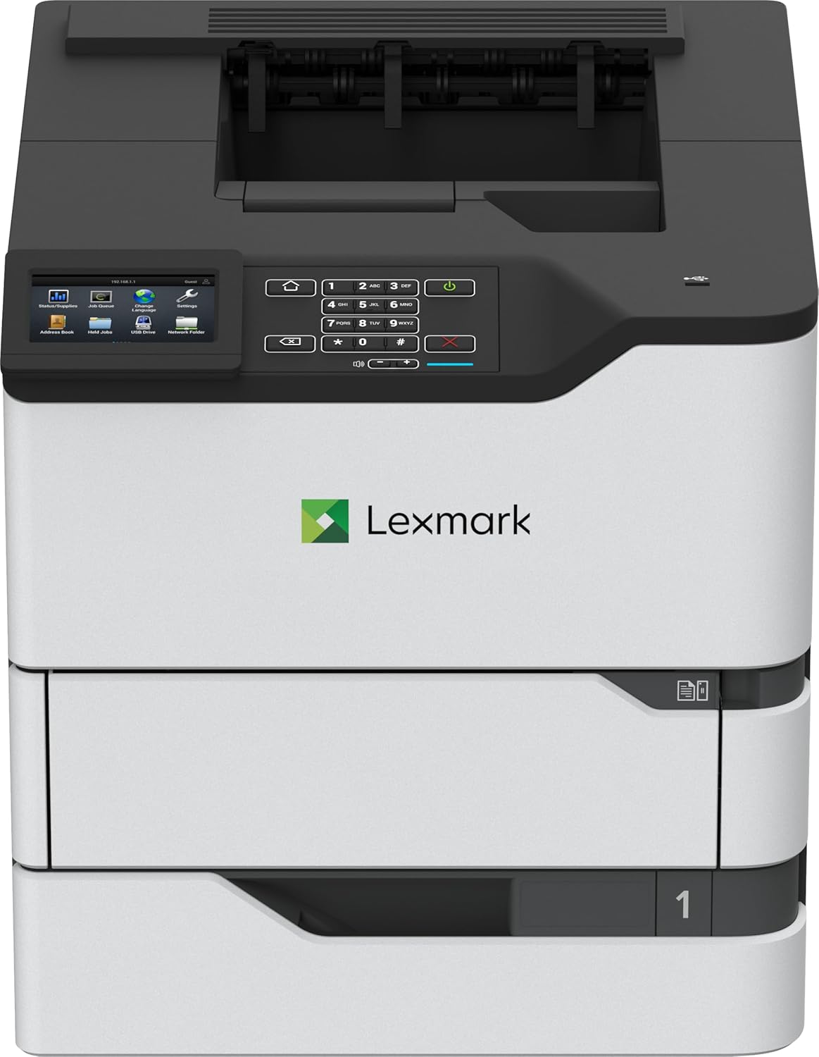 Lexmark MS826de Integrated Duplex, Monochrome Laser Printer, Monthly Page Volume: 5000-100000 Pages, 4.3-inch Color Touch Screen, 550-Sheet Output Bin, Print Speed: Up to 70 ppm(50G0310)