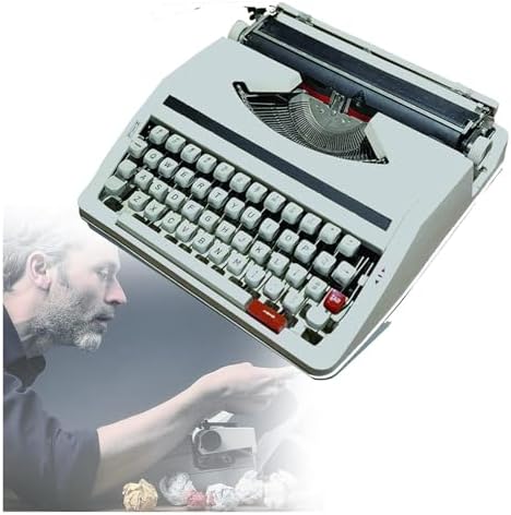Vintage Typewriter 1980 Classic Portable Retro Manual Typewriter - English Nostalgia Design, Perfect for Home Office Decor, Collectors & Writers
