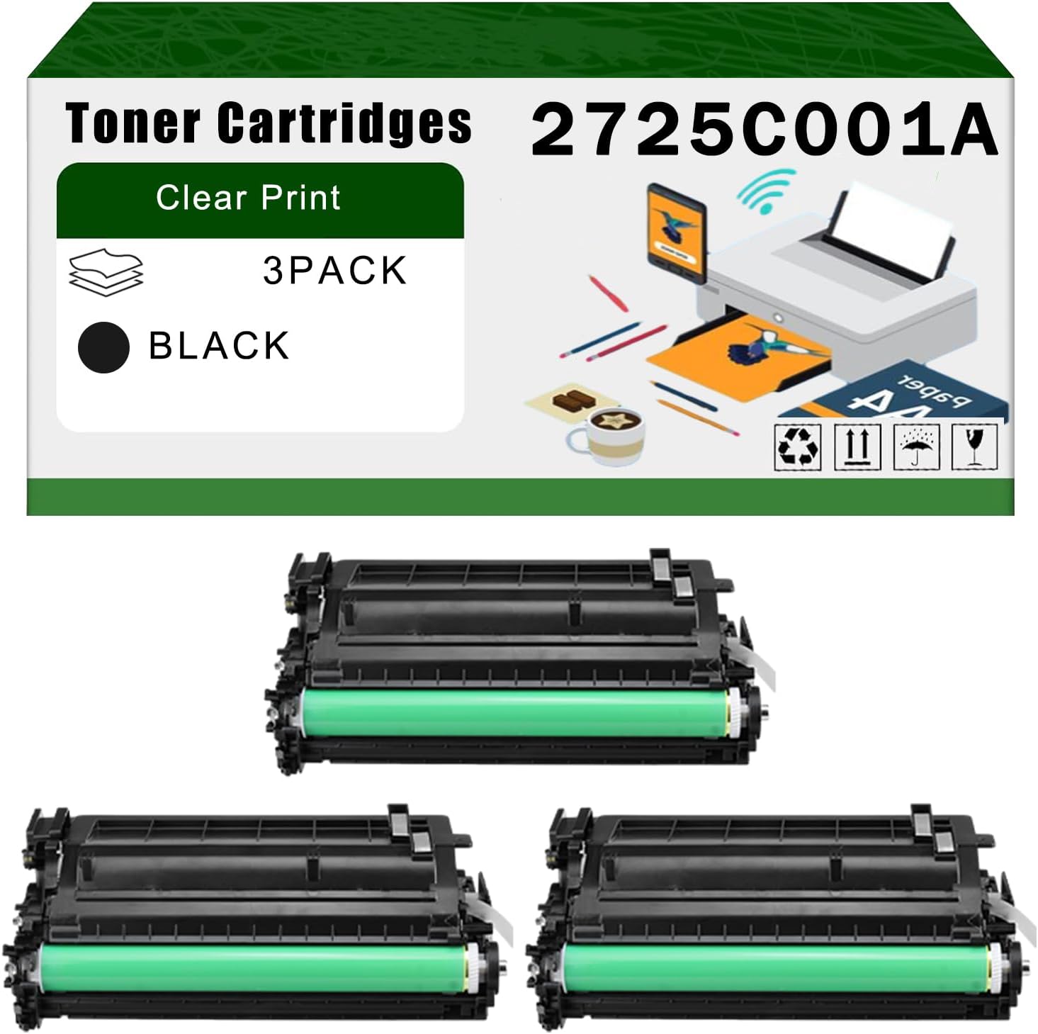 Compatible for Canon 2725C001AA T03 Toner Cartridges imageRUNNER Advance 615iFII 615iFIII 615iFZII 615iFZIII Printers, High Yield 61500 Pages Bright Clear Colors (3 Pack Black)