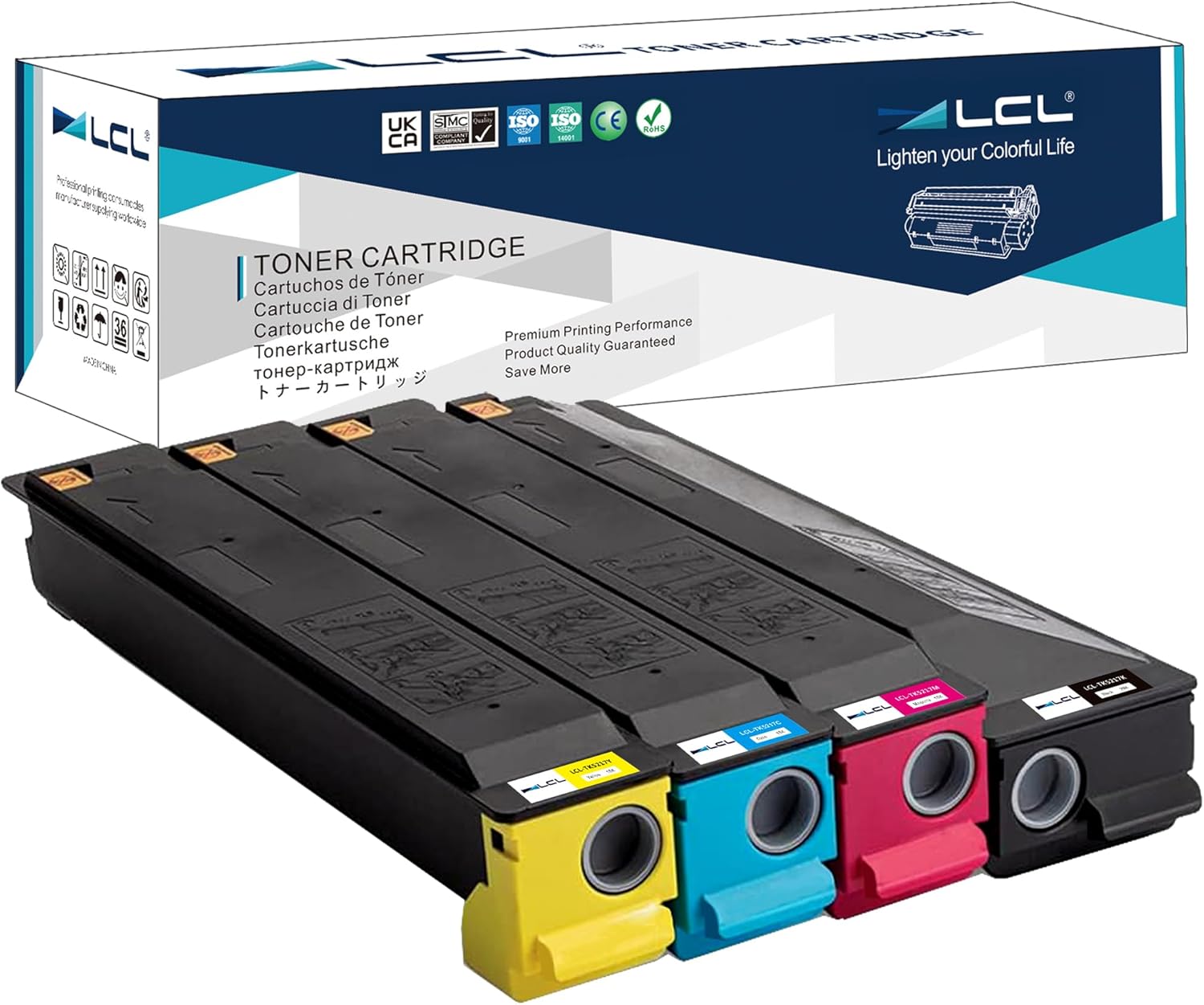 LCL TK5217 TK-5217 TK5219 TK-5219 Toner Cartridge Replacement for Kyocera TASKalfa 406ci and Copystar CS 406ci Printer (4-Pack)