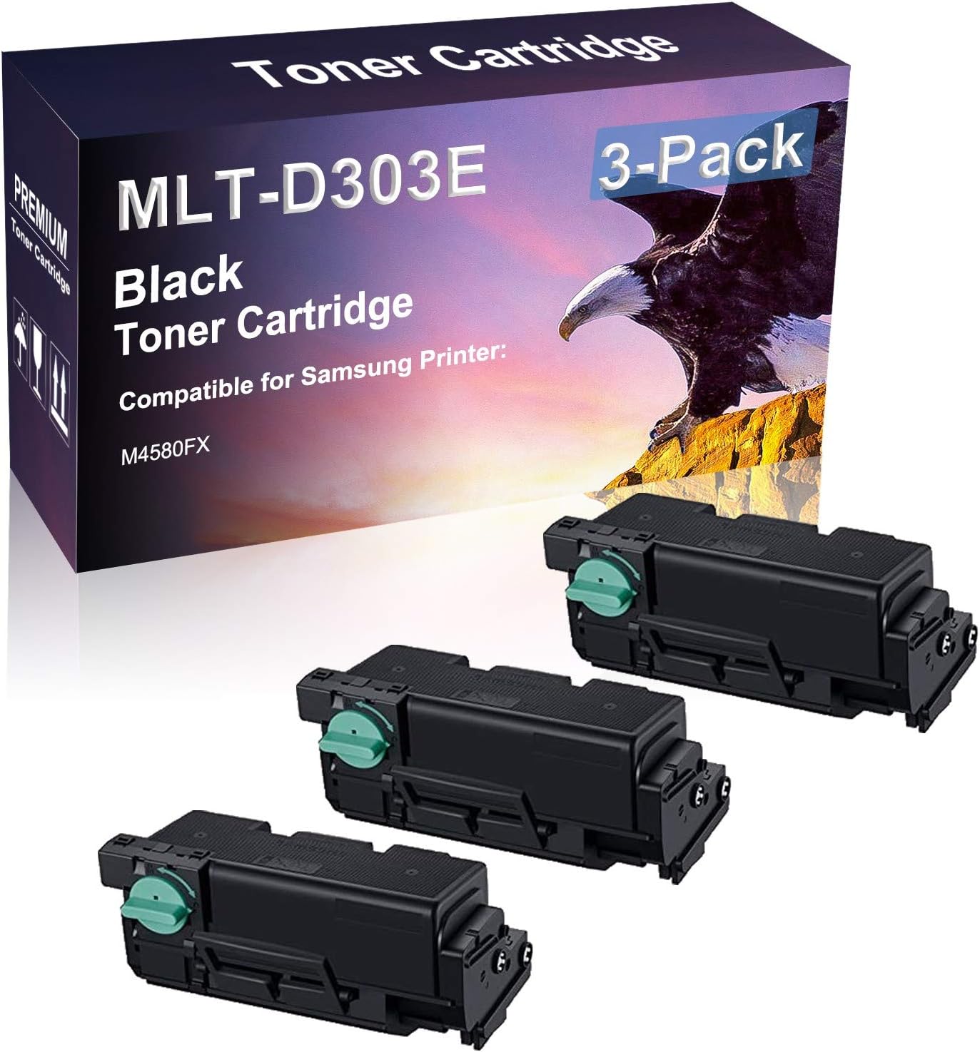 3 Pack (Black) Compatible Laser Printer Cartridge (High Yield) Replacement for Samsung D303E MLT-D303E Imaging Cartridge use for Samsung M4580FX Printer