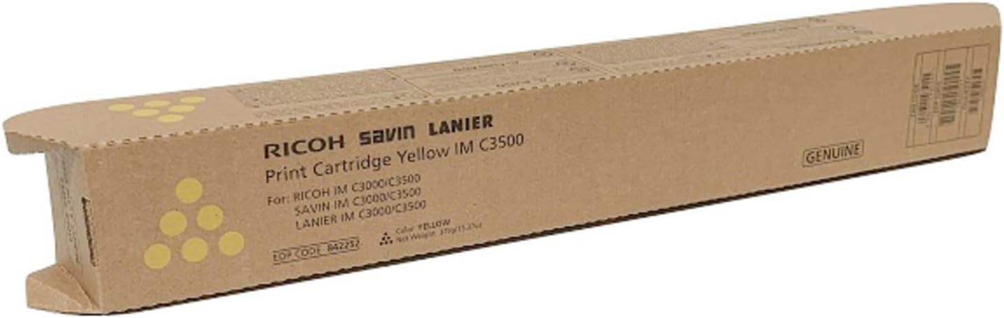 Ricoh 842252 IM C3500 Yellow Toner Cartridge for use in The Ricoh IM C3500 Yield 19000 Pages in Retail Packaging