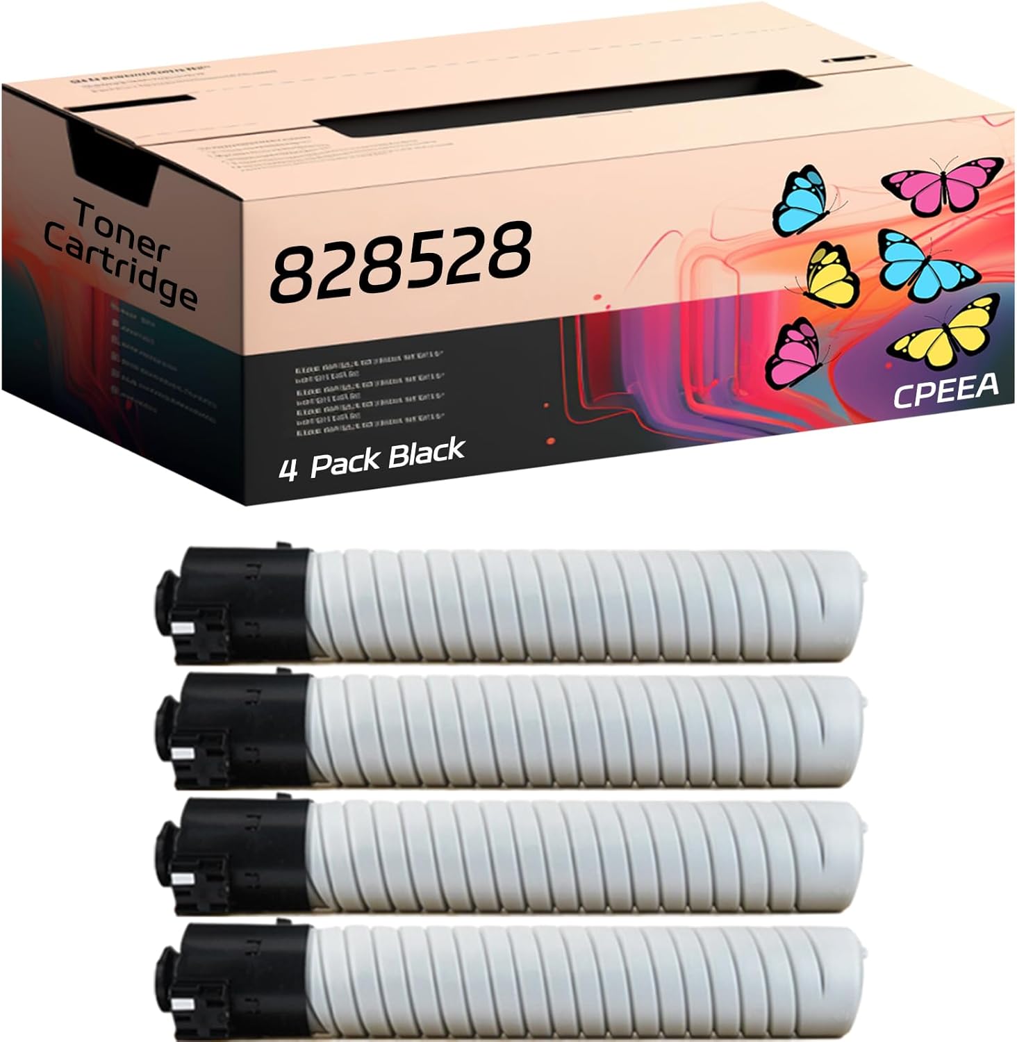 Compatible for Savin 828528 Toner Cartridge Work for Savin Pro C7200e Pro C7210sx Pro C7210x Printers, with Chip, High Yield 45000 Pages, Clear Printing (4 Pack Black)