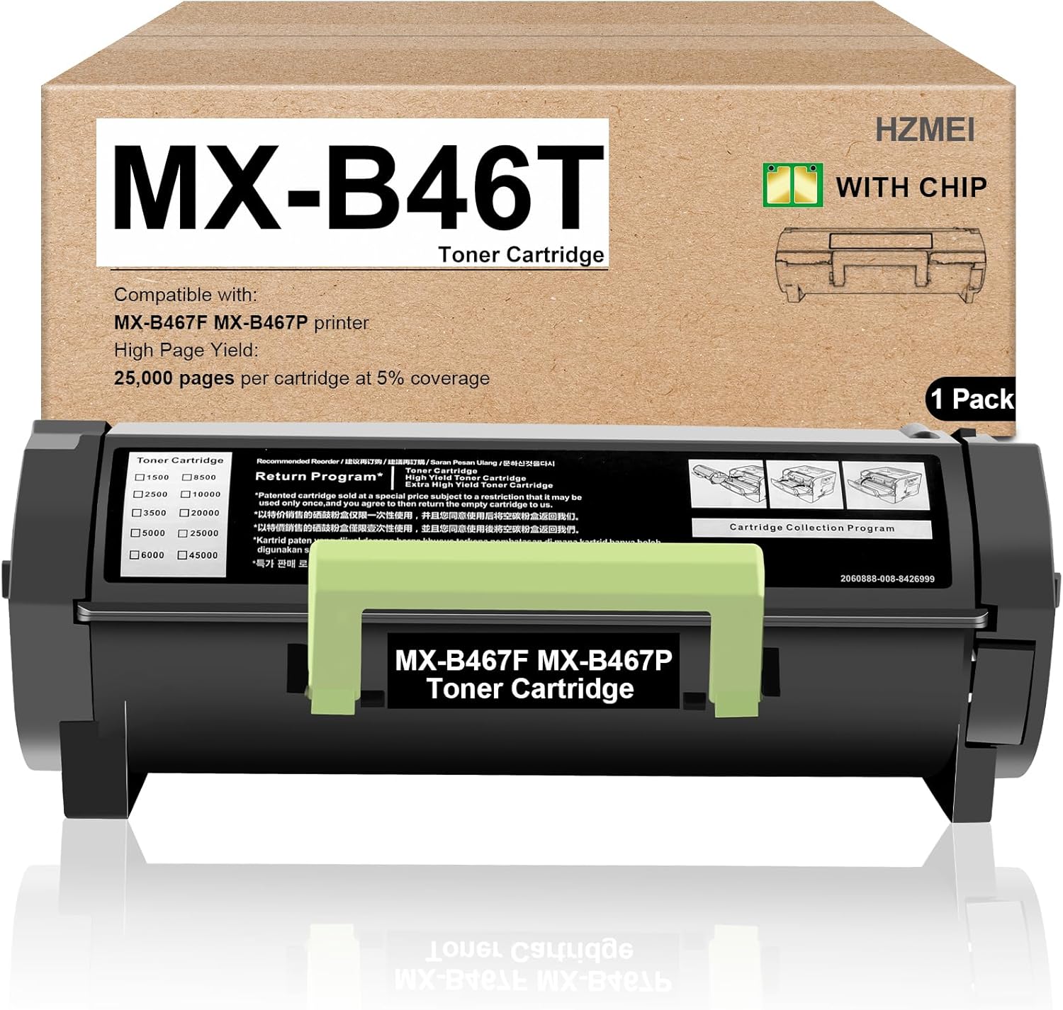 HZMEI High Yield MXB46T MX-B46T Black Toner Cartridge with Chip Compatible for Sharp MX-B467F MX-B467P Printer,Black