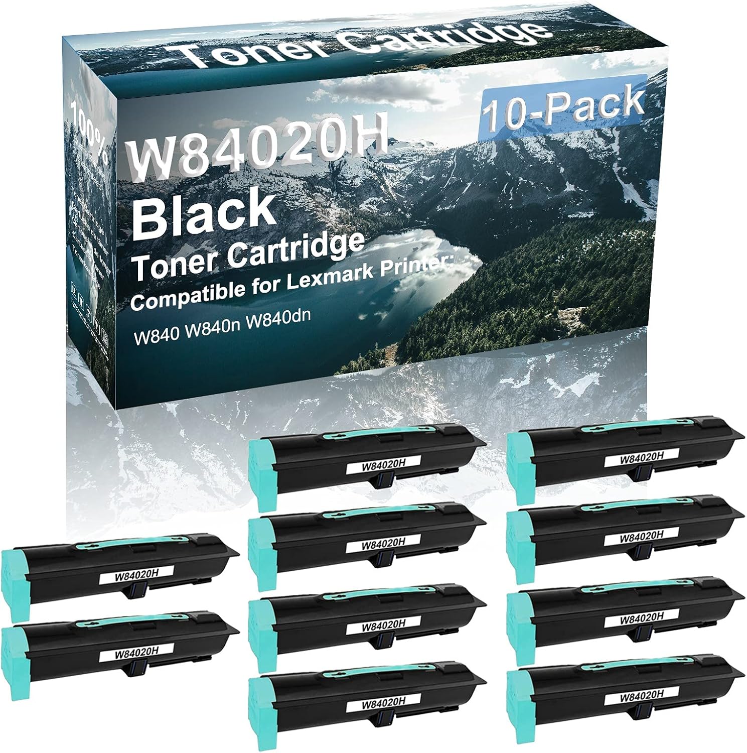Credibility Store 10-Pack Compatible High Capacity W84020H Printer Cartridge use for W840 W840n W840dn Printer (Black)