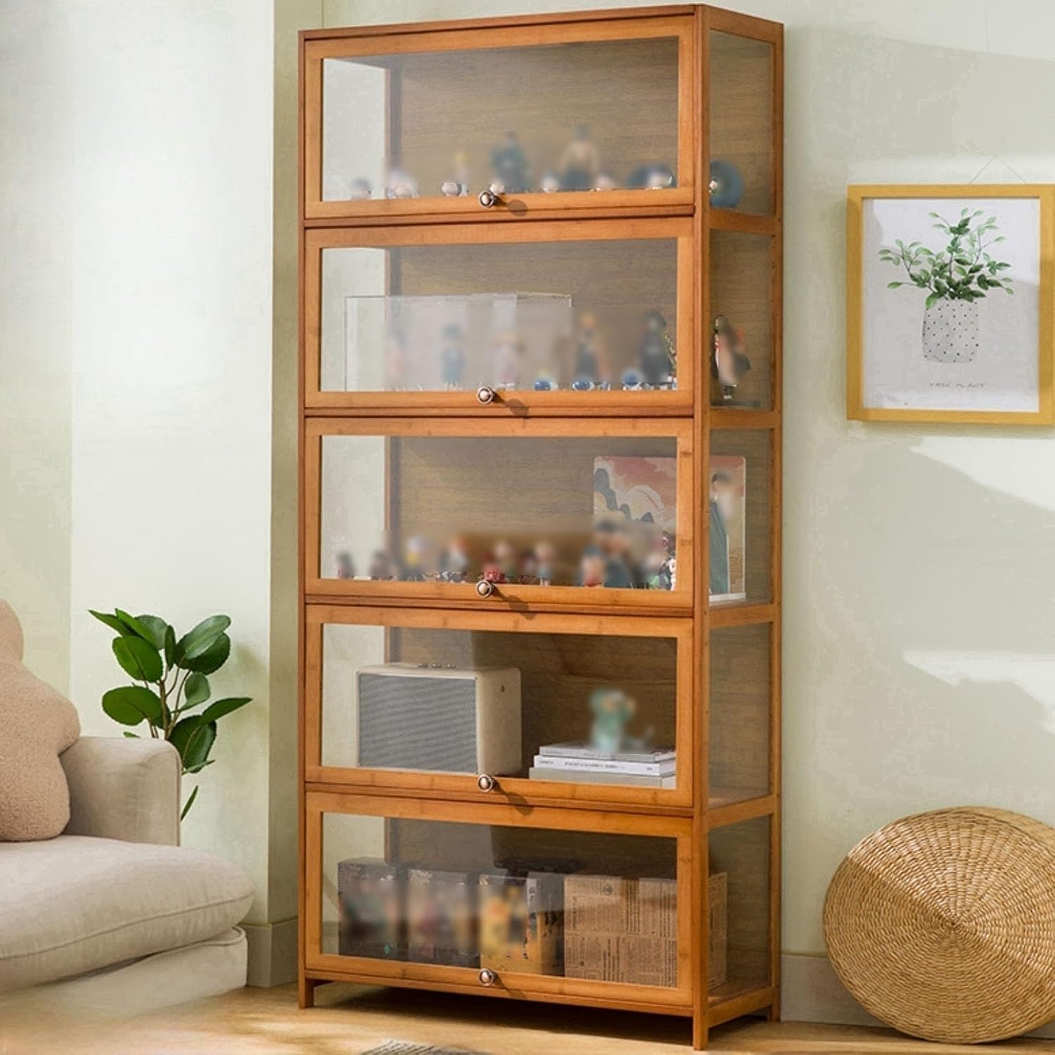 ORNDYDM Curio Display Cabinet, Display Cabinet with 5-Tier Storage Shelves, Collectibles Toy Organizers Rack, Trophy Display Case,Storage Cabinets and Bookcase for Playroom，Acrylic Bookshelf