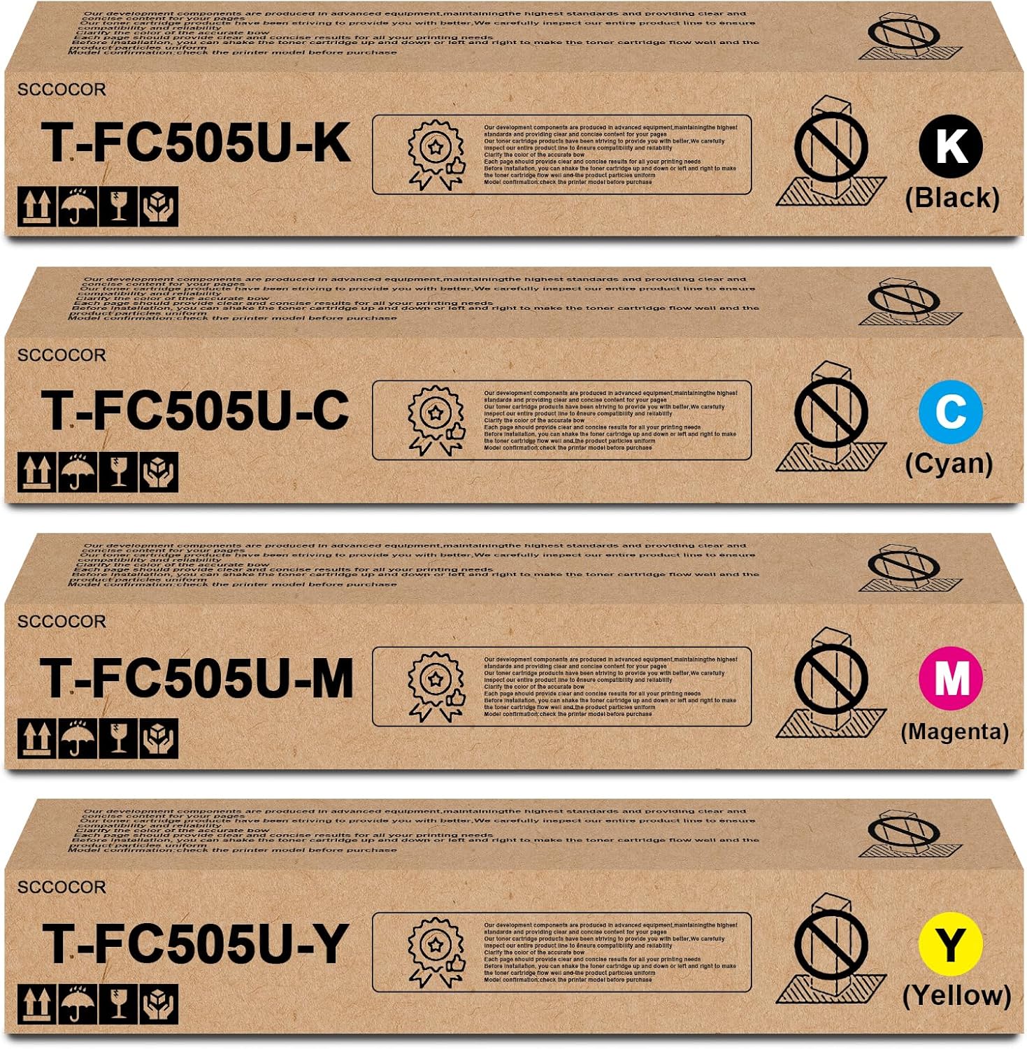 SPLENDIDCOLOR T-FC505U T-FC505U-K T-FC505U-C T-FC505U-M T-FC505U-Y Toner Cartridge Replacement for Toshiba e-Studio 2505AC 3005AC 3505AC 4505AC 5005AC Printer