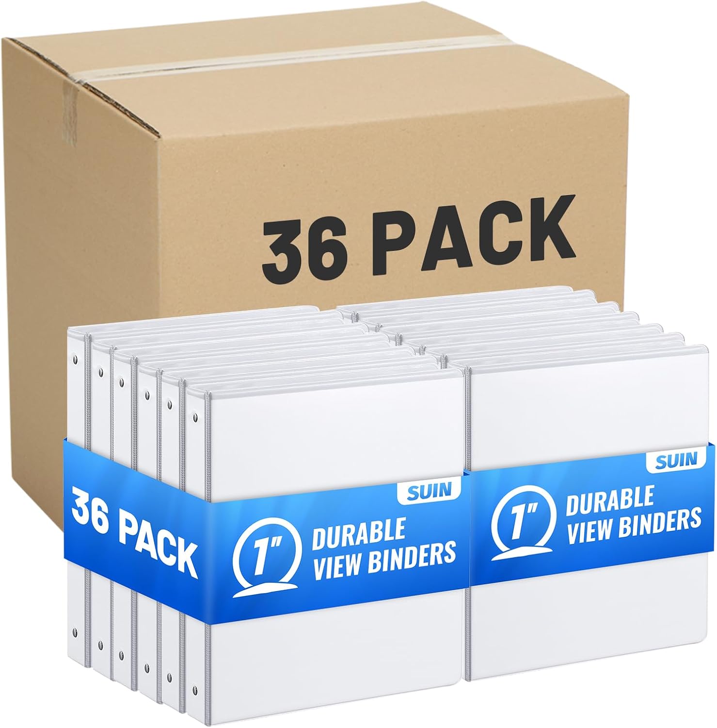 Basic 3 Ring Binder -1 or 1/2'' Binders with Roung Ring Binder, Large 100/200 Sheet Capacity, Fit 8.5