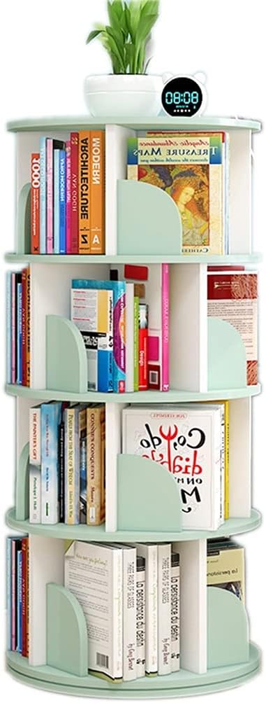 360°Rotating Bookshelf, Stimulate Children's Interest in Reading, Children's Bookcase,Let Children Fall in Love with Reading (Green 40 * 129cm)