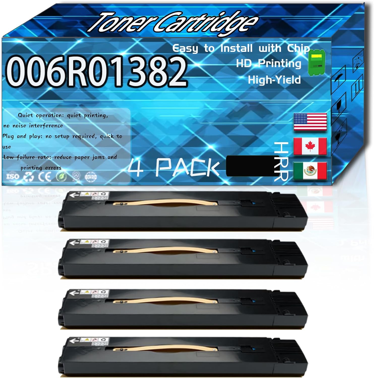 Compatible for Xerox 006R01382 Replacement Toner Cartridge Used with Color Press 700 700i 770 770i C75 J75 Printers, High Production Multiple Options (4 Pack Black)