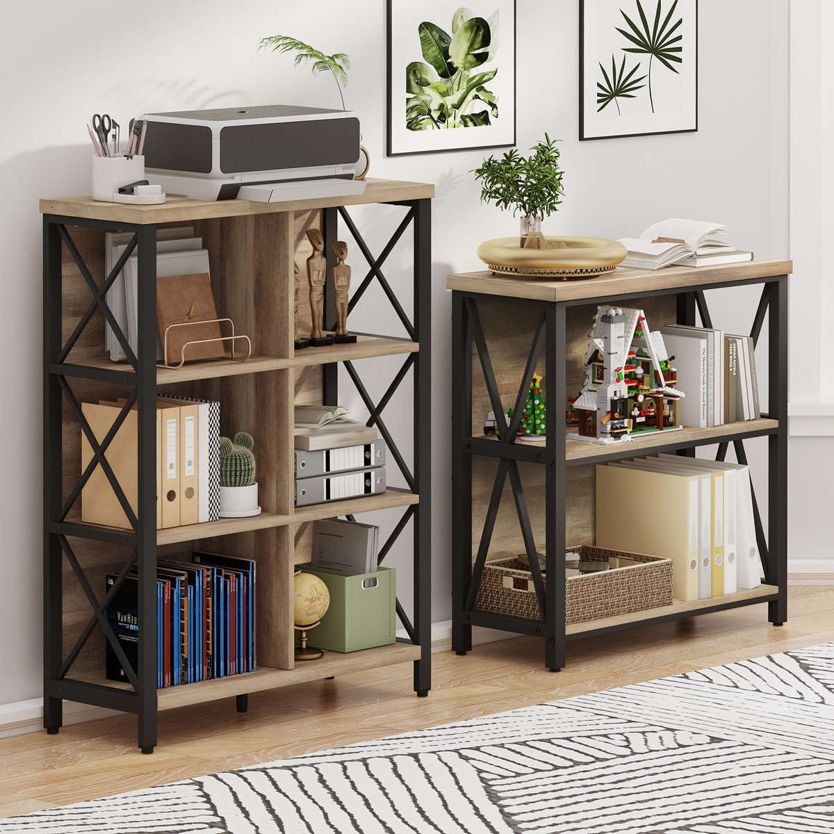FATORRI 6 Cube Storage Organizer Bookshelf and Small Bookcase for Home Office (Rustic Oak)