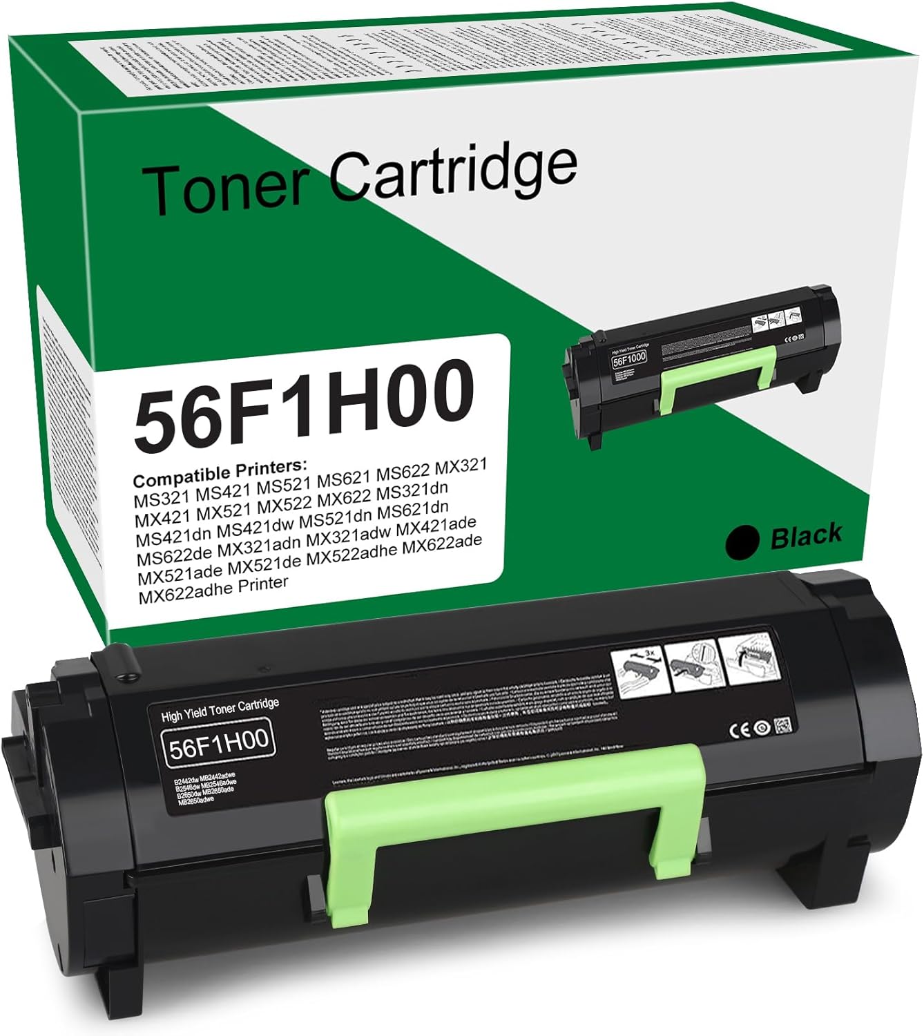 SAIBOYA High Yield 56F1H00 Toner Cartridge for Lexmark 56F1H00 Black Toner Compatible MS321 MS421 MS521 MS621 MS622 MX521 MX522 MX622 MX321 MX421 Laser Printer (15,000 Pages)